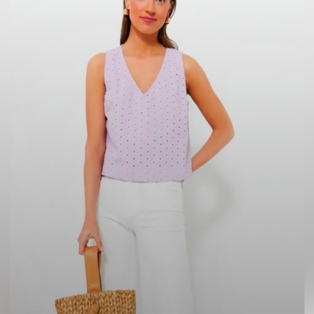 NWT Tuckernuck Women’s Lavender Eyelet Valerie Top – Size Large